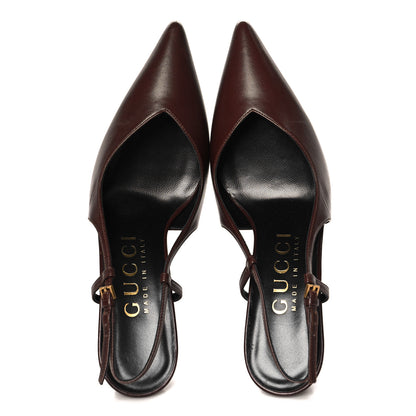 Gucci Calfskin Slingback Pumps 36.5 Dark Brown 2 of 10