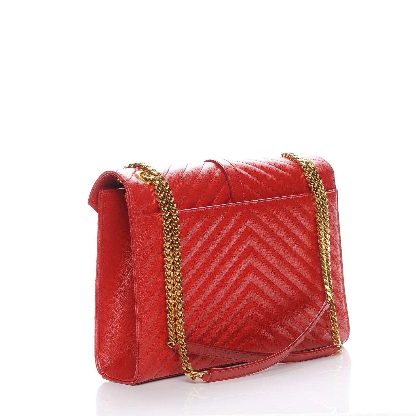 Grain De Poudre Matelasse Chevron Large Monogram Satchel Lipstick Red