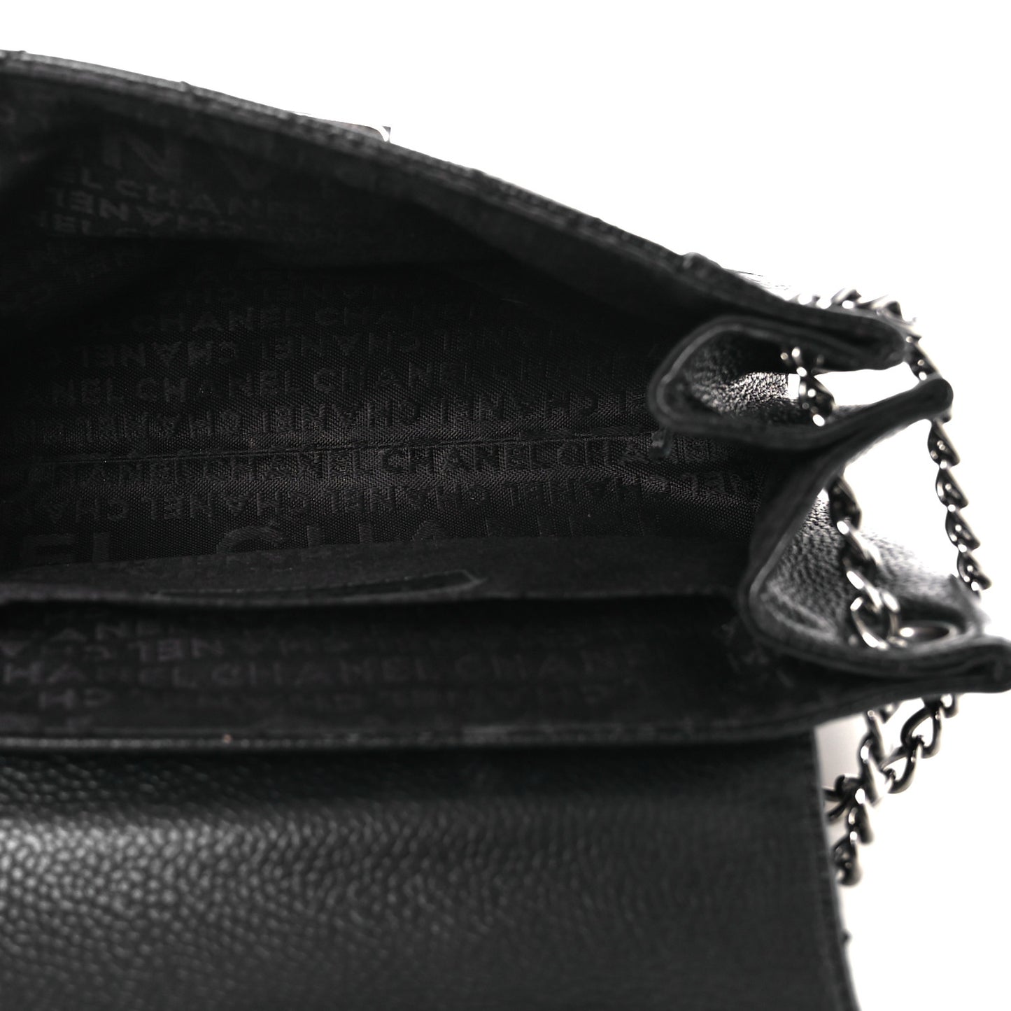 Caviar Quilted Mini Accordion Flap Black