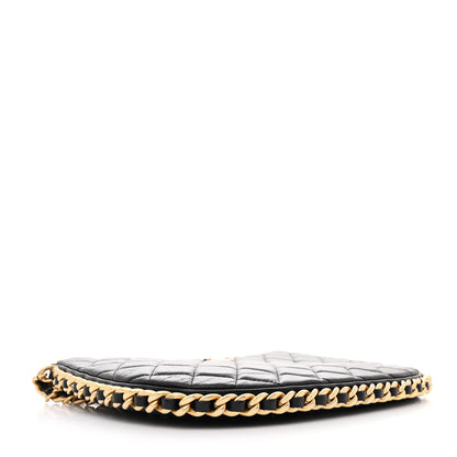 Chanel Shiny Crumpled Lambskin Quilted Large Trendy Chain Around Hobo Black 4 of 11