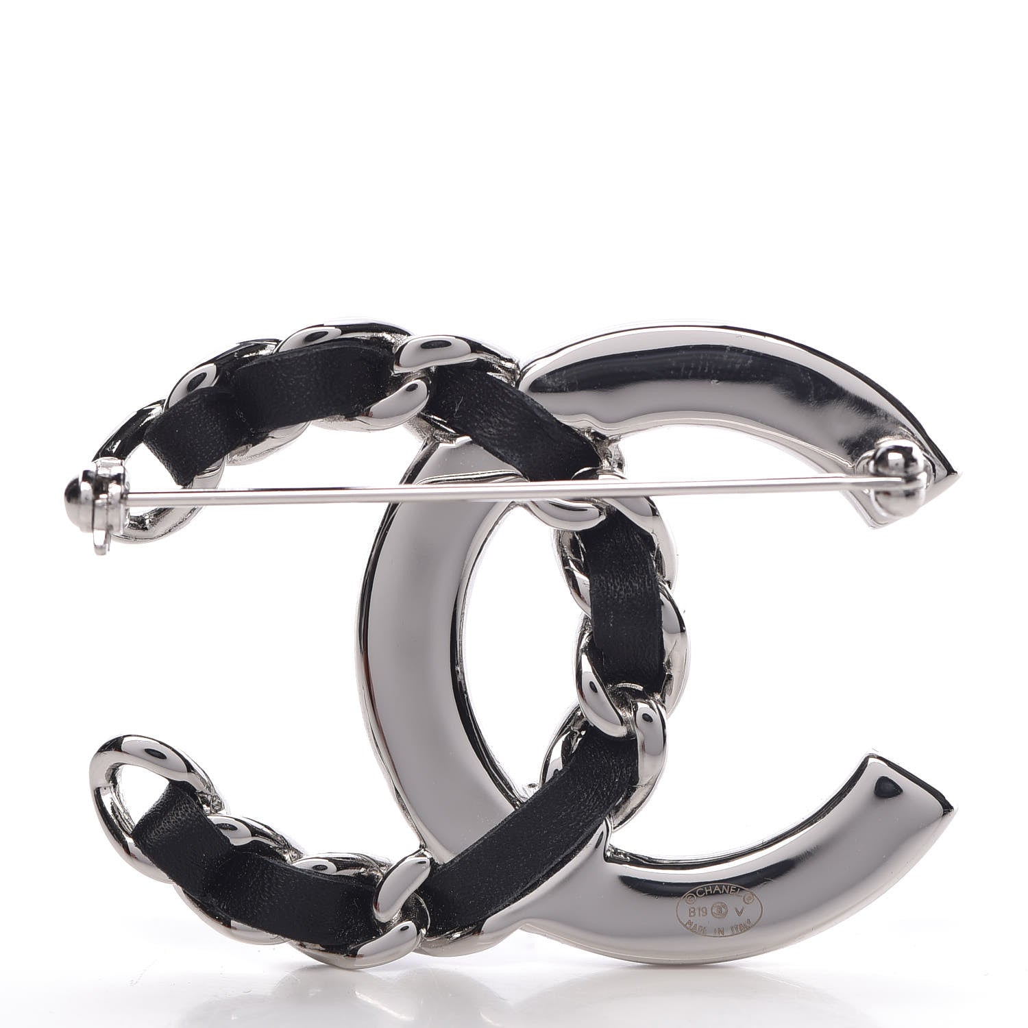 Chanel Lambskin Baguette Crystal CC Brooch Black Silver 3 of 5