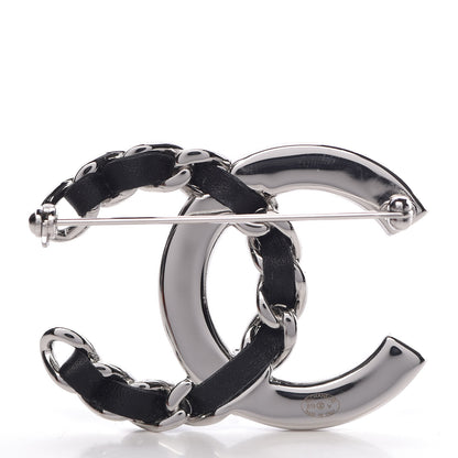 Chanel Lambskin Baguette Crystal CC Brooch Black Silver 3 of 5