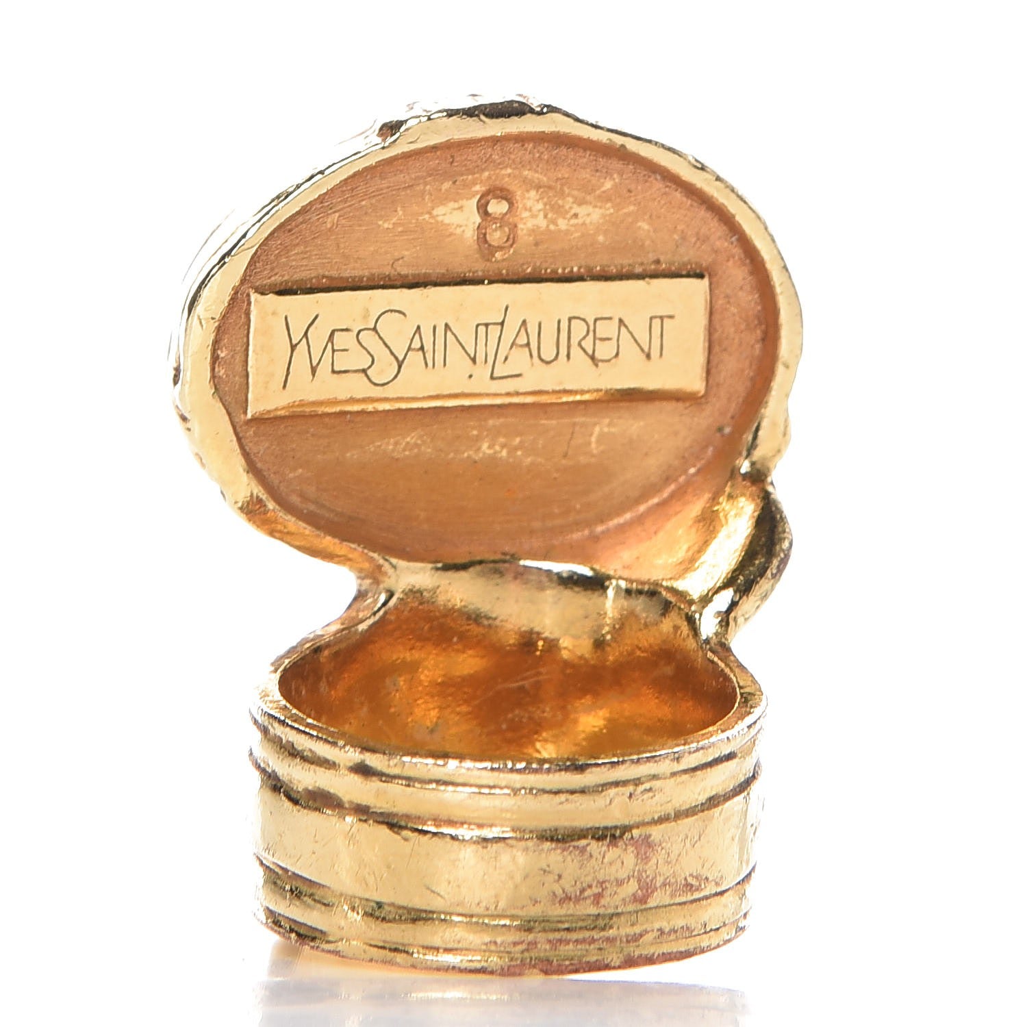 Saint Laurent Glass Cabochon Arty Ovale Ring 8 Gold Beige Clair 3 of 5