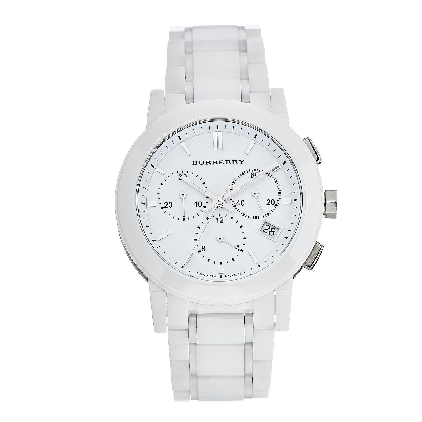 Stainless Steel Ceramic 38mm Chronograph Quartz Watch White BU9080