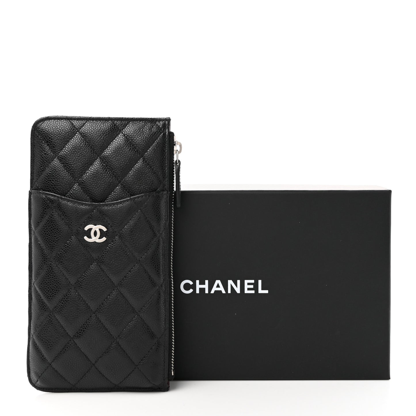 Caviar Quilted Classic iPhone Pouch Black