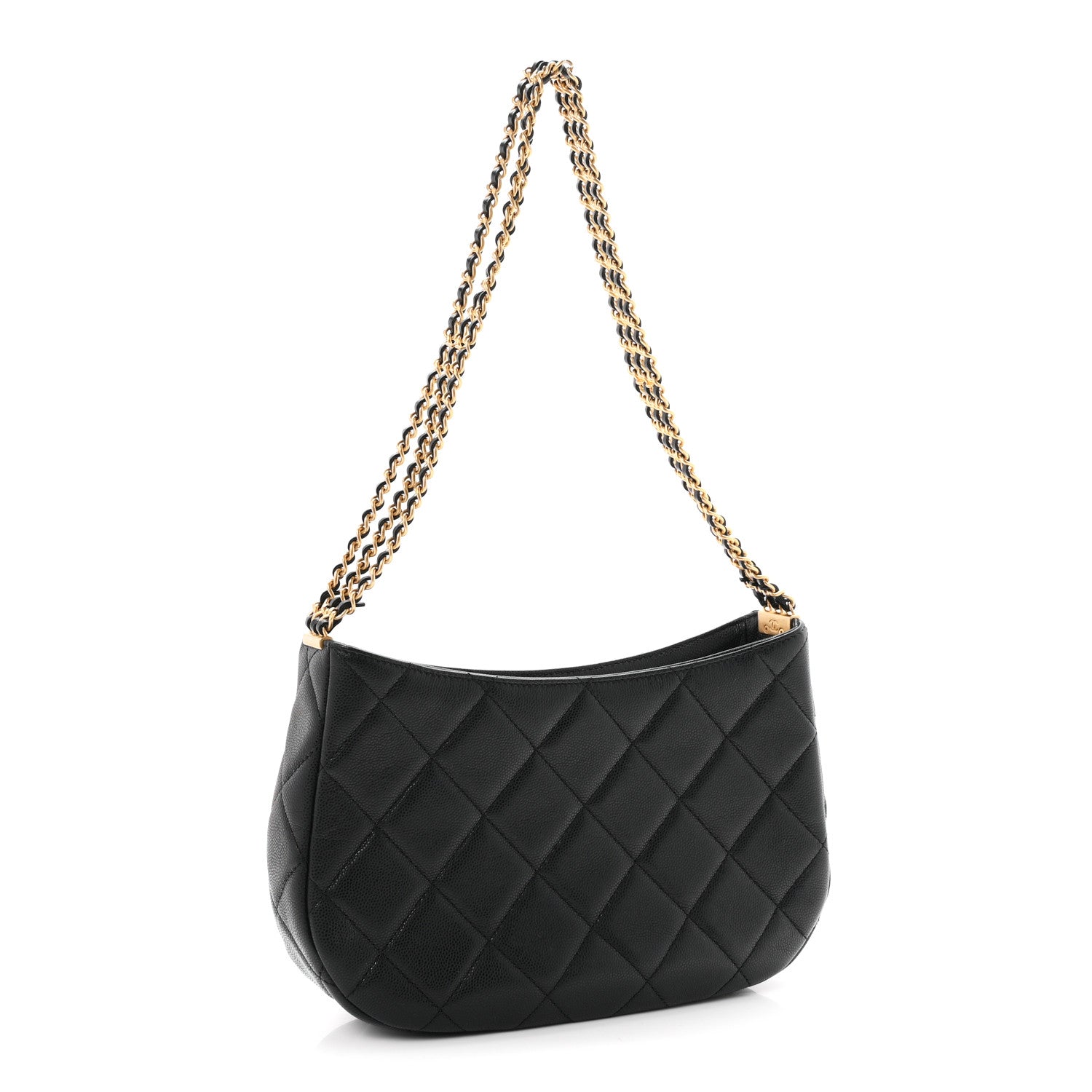 Chanel Caviar Quilted Triple Chain Hobo Black 3 of 10