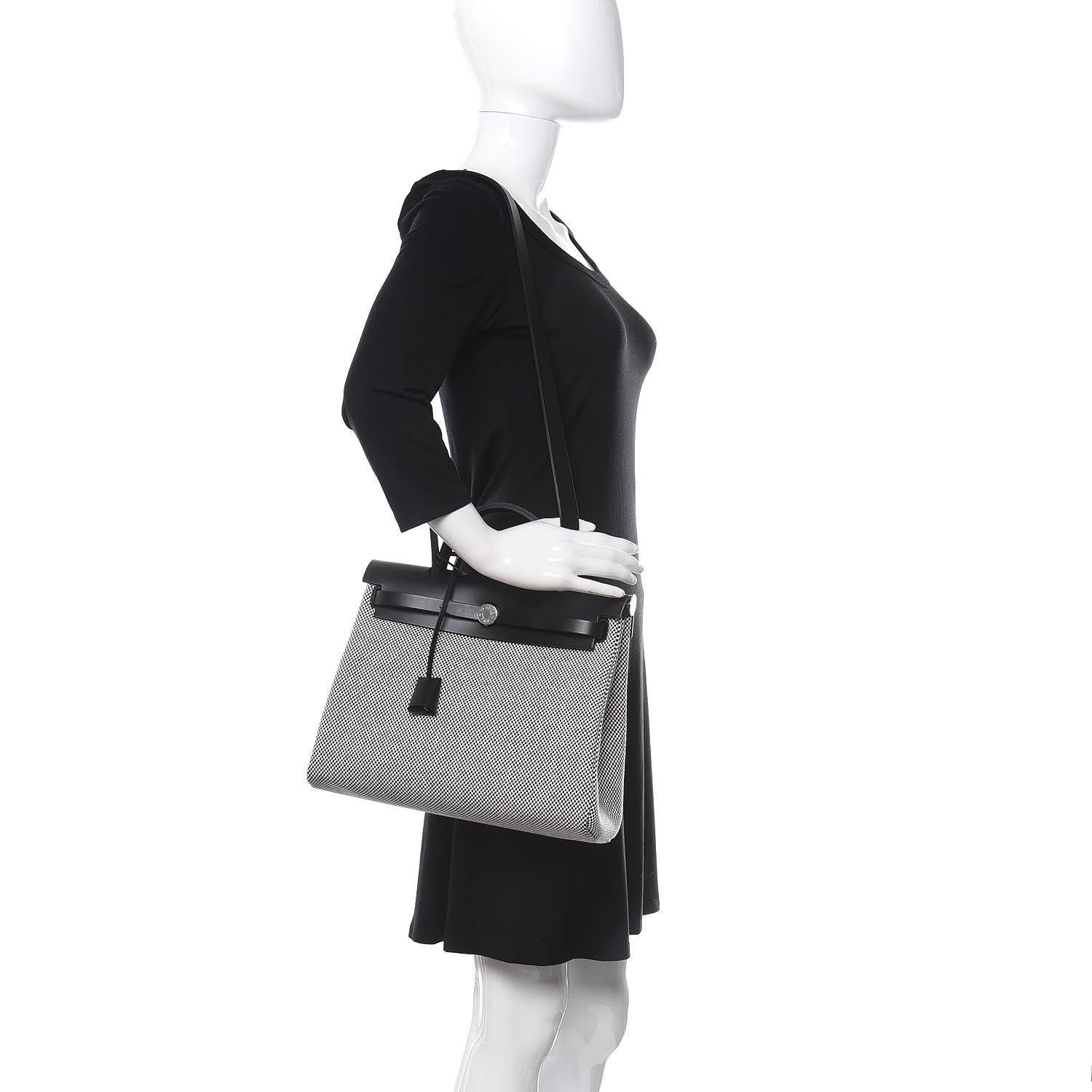 Hermes Vache Hunter Criss Viking Herbag Zip Retourne 31 PM Ecru Black 2 of 11