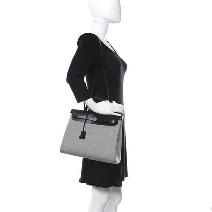 Hermes Vache Hunter Criss Viking Herbag Zip Retourne 31 PM Ecru Black 2 of 11