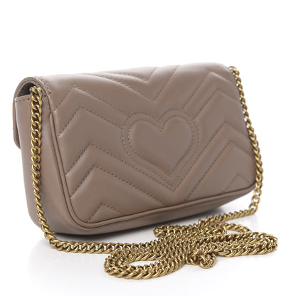 Gucci Calfskin Matelasse Super Mini GG Marmont Shoulder Bag Porcelain Rose 2 of 10