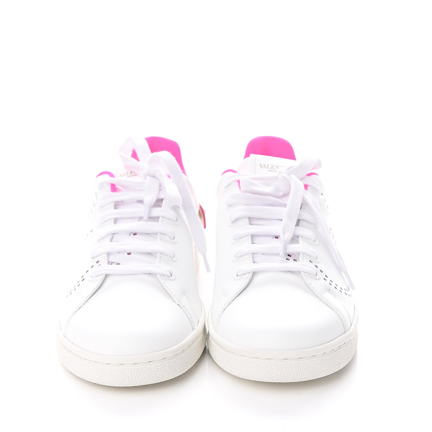 Calfskin Womens Backnet Sneakers 38.5 White Fuchsia