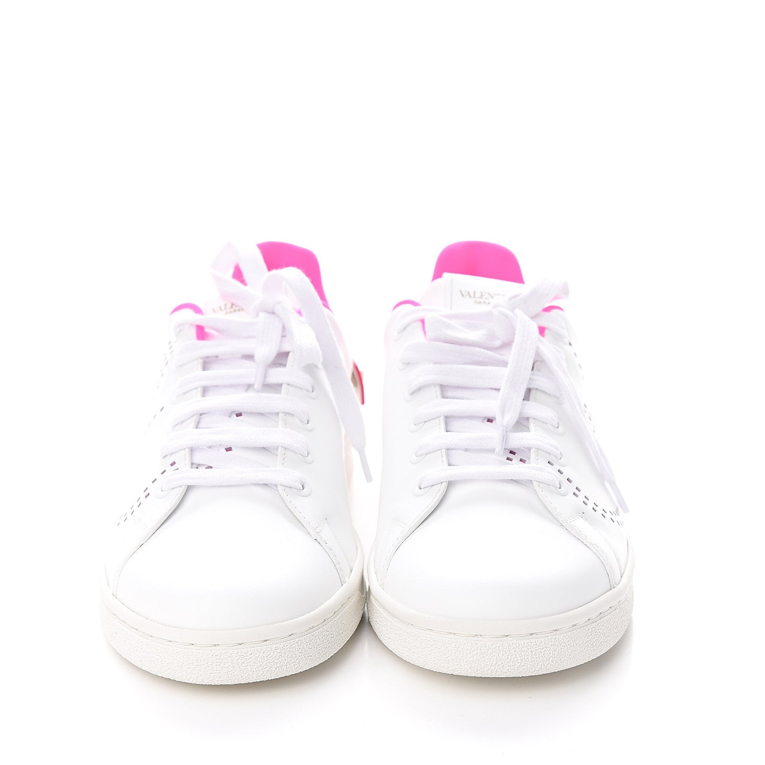 Valentino Garavani Calfskin Womens Backnet Sneakers 38.5 White Fuchsia 2 of 10