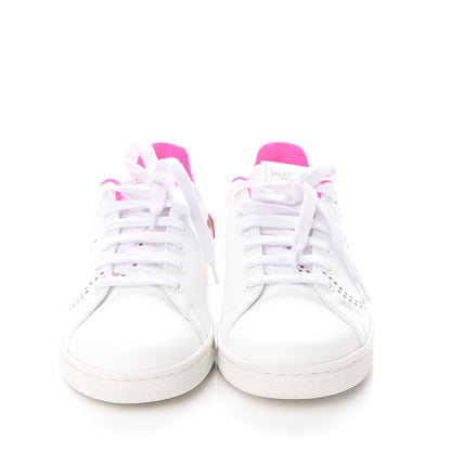 Valentino Garavani Calfskin Womens Backnet Sneakers 38.5 White Fuchsia 2 of 10