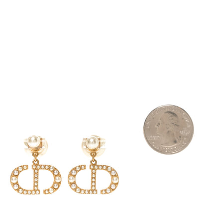 Christian Dior Pearl Tribal CD Drop Earrings Gold 2 of 4