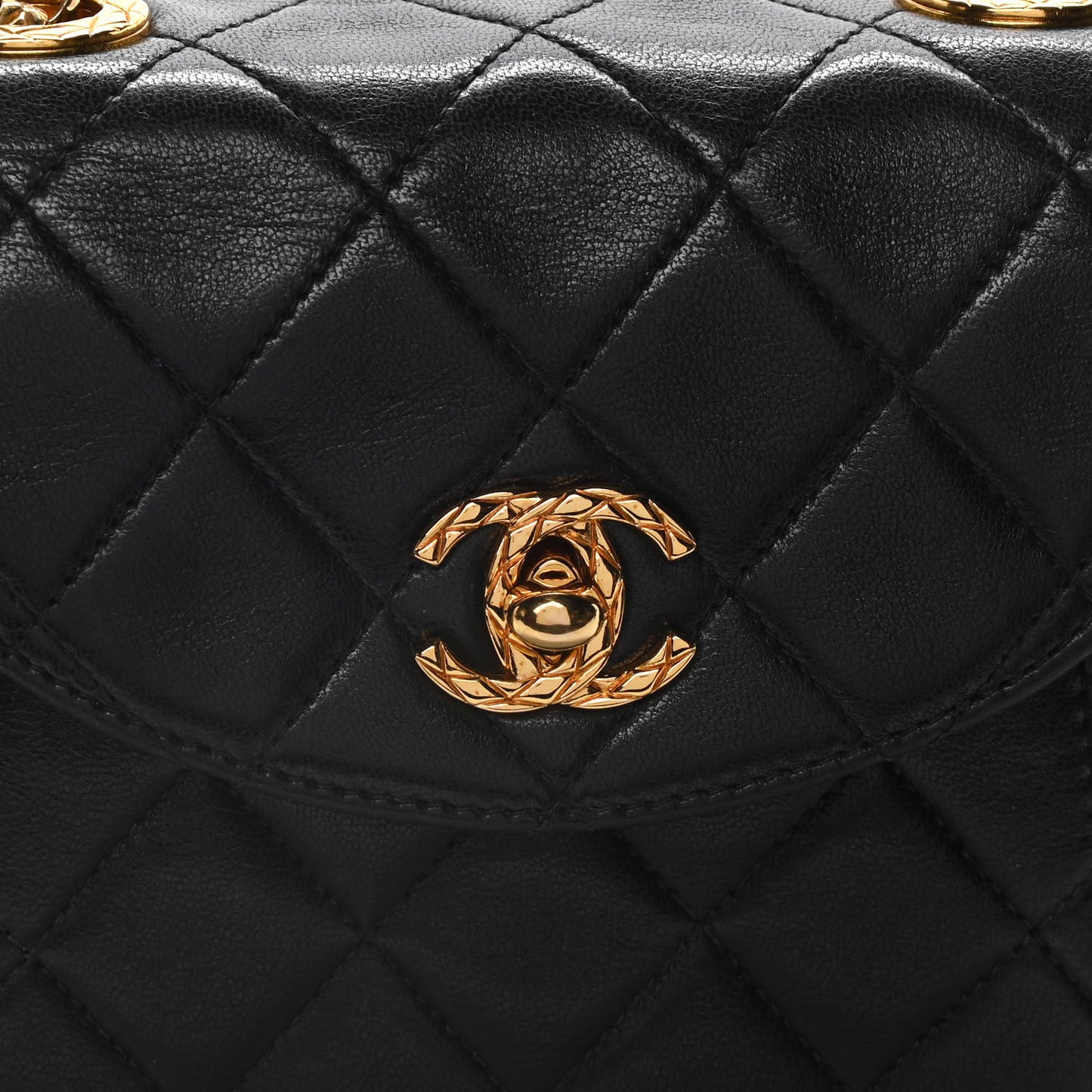 Lambskin Quilted Mini Square Flap Black
