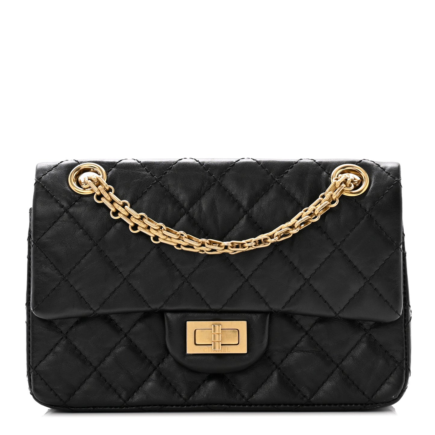 Aged Calfskin Quilted 2.55 Reissue Mini Flap Black