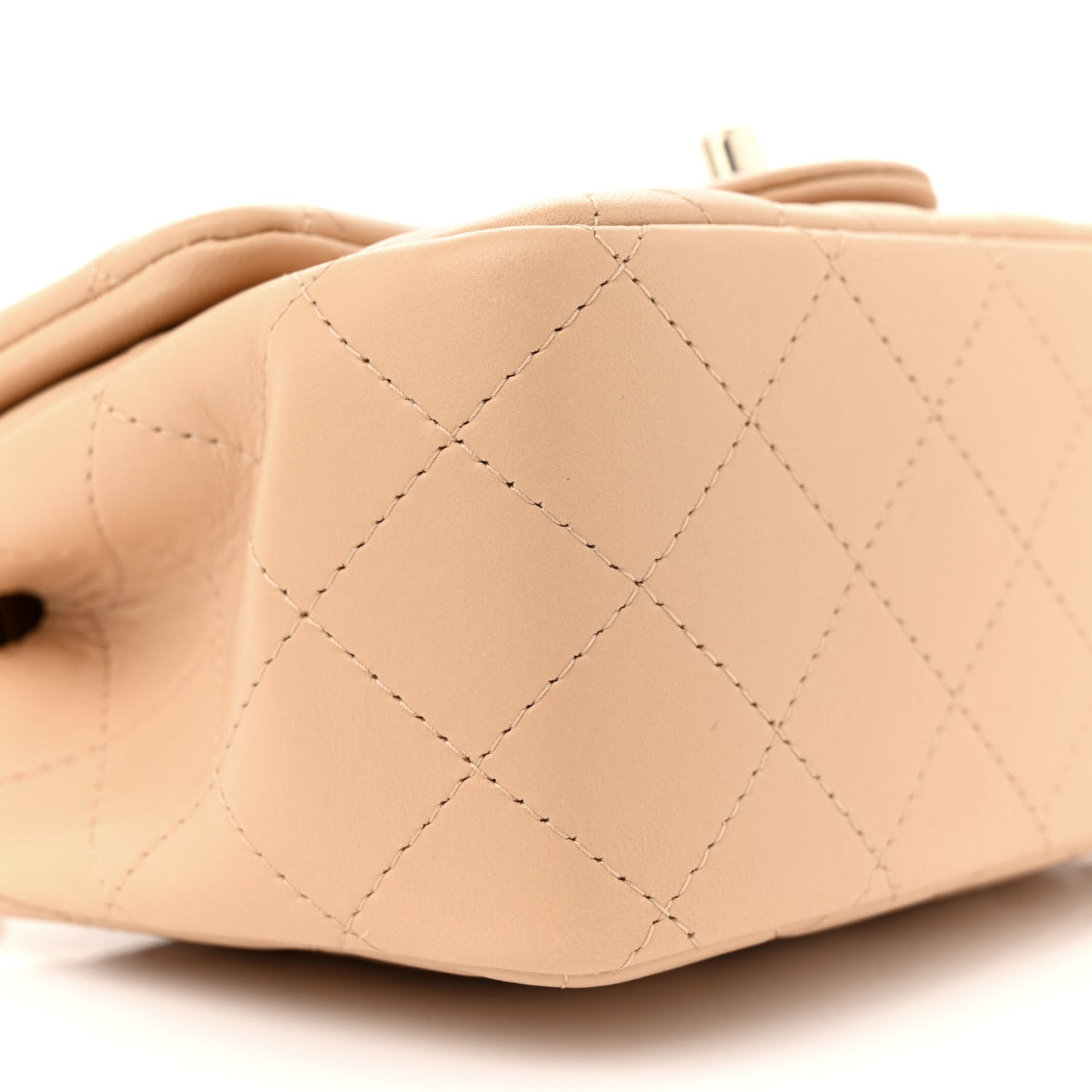 Lambskin Quilted Mini Square Flap Beige