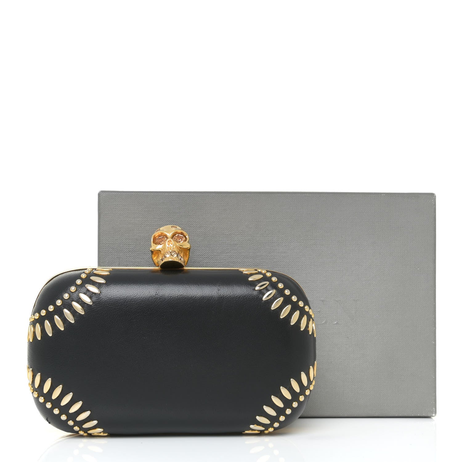 Alexander McQueen Nappa Studded Skull Box Clutch Black 16 of 16