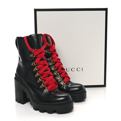 Gucci Magnum Calfskin Pearl Lace Up Combat Ankle Boots 39 Black 10 of 10