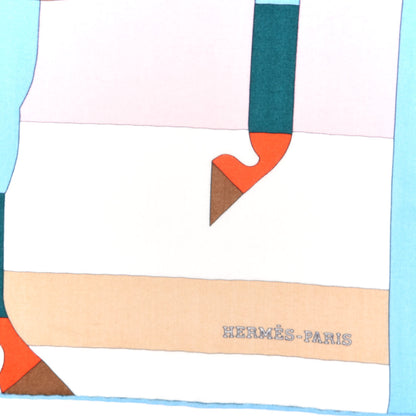 Hermes Cashmere Silk Rocabar Shawl 140 Bleu Ciel Rose Multicolor 2 of 5