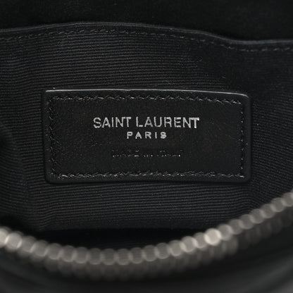Saint Laurent Calfskin Matelasse Chevron Monogram Pouch Black 6 of 11