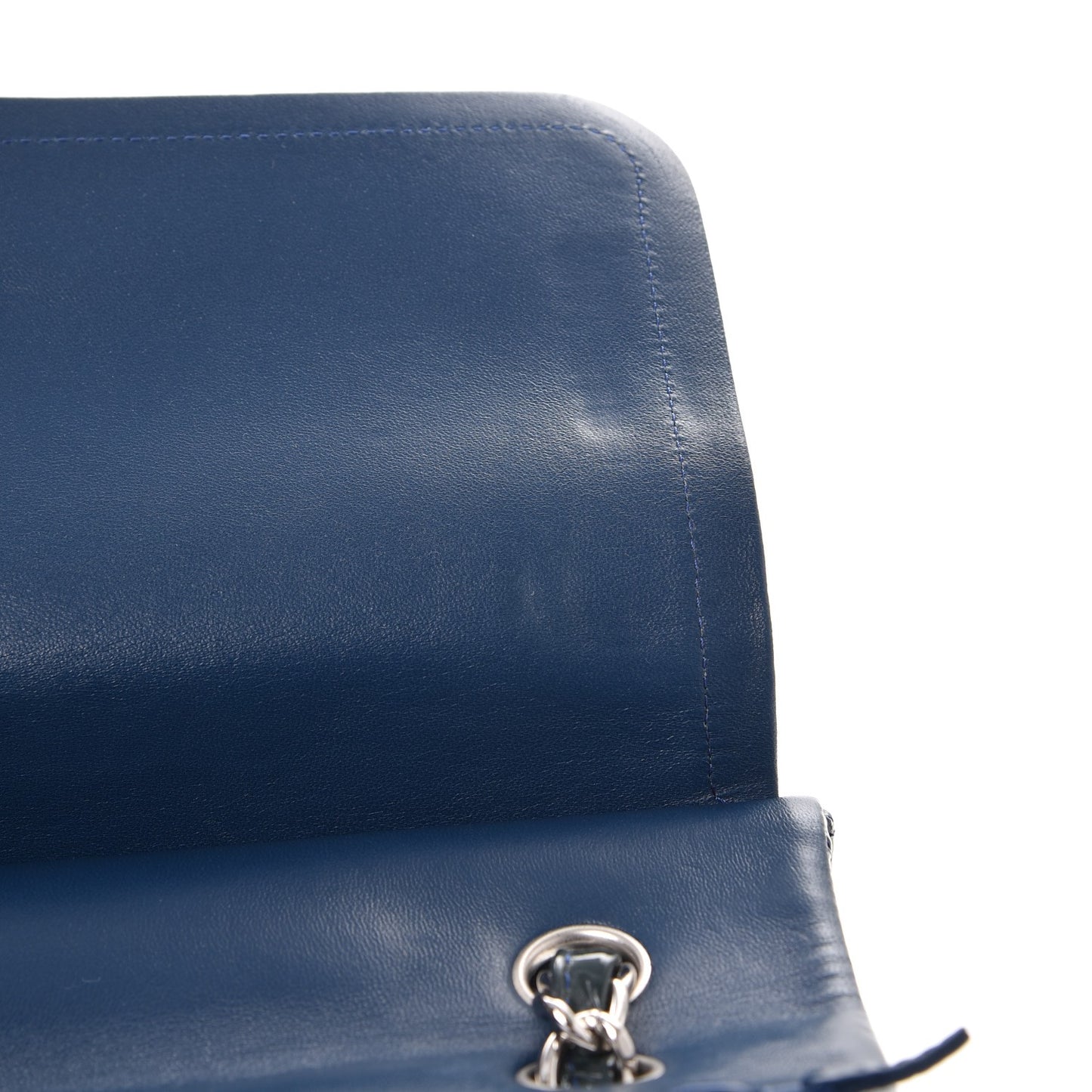 Patent Quilted Jumbo Double Flap Blue