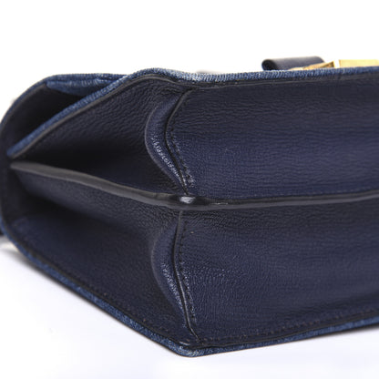 Miu Miu Denim Goatskin Bandoliera Madras Shoulder Bag Blue 6 of 10