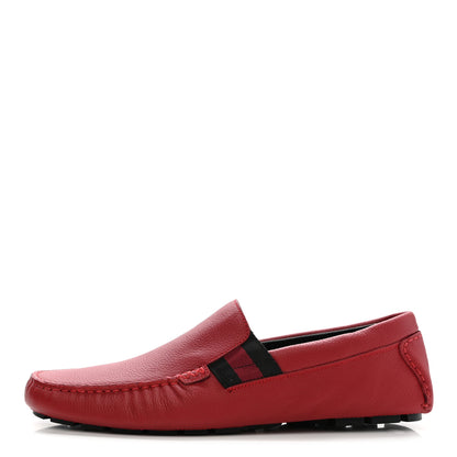 Gucci Calfskin Web Mens Driver Loafers 8 Red 1 of 10