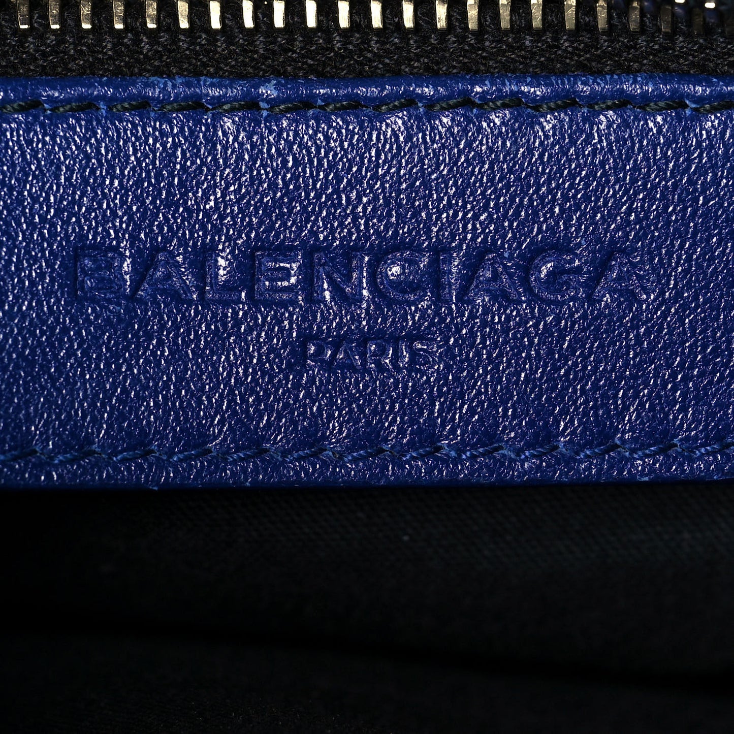 Chevre Gold Metallic Edge Hardware Mini City Bleu Roi