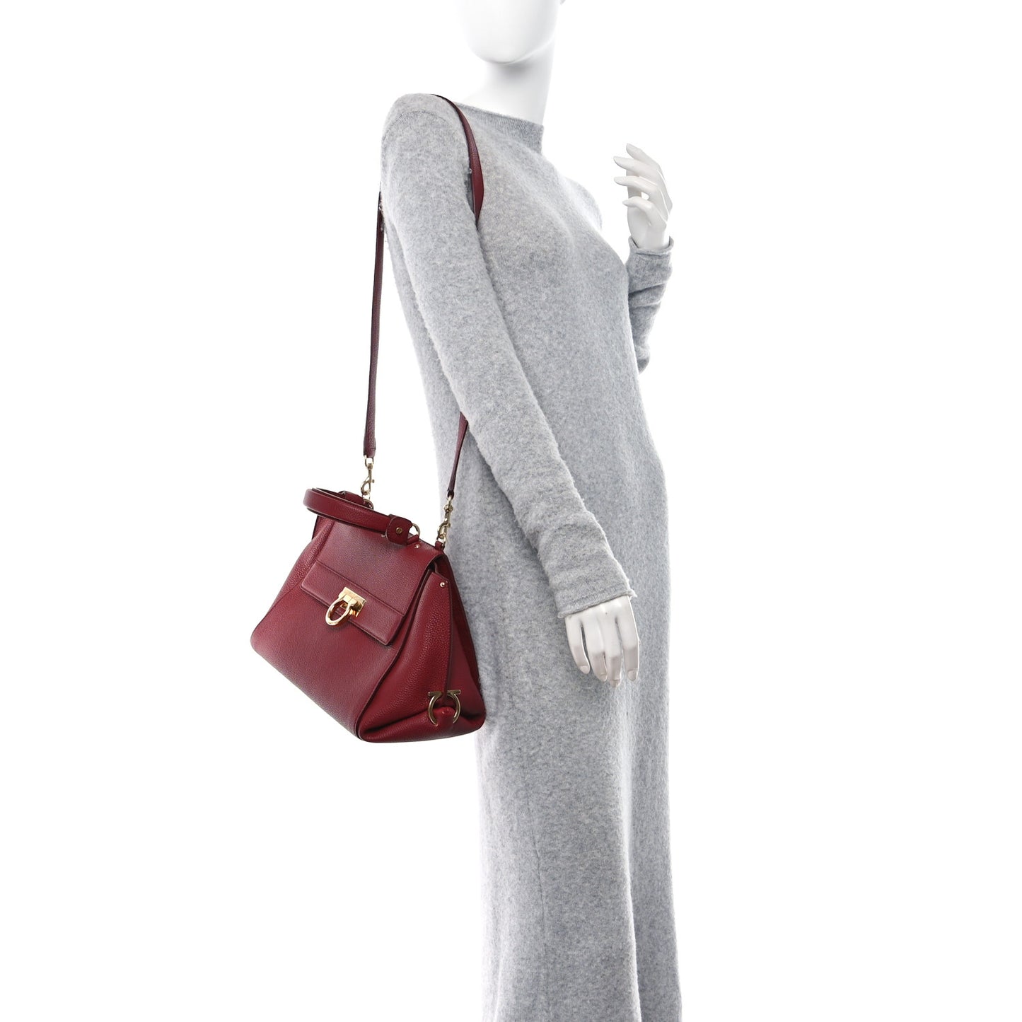 Calfskin Sofia Shoulder Bag Burgundy