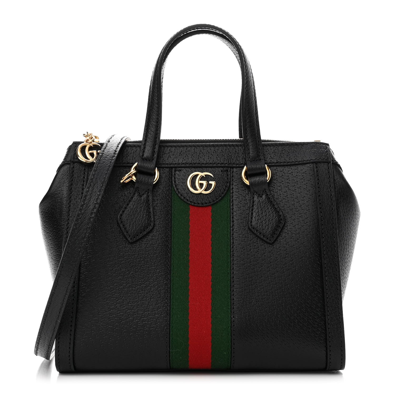 Gucci Textured Calfskin Web Small Ophidia Tote Bag Black 1 of 10