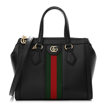 Gucci Textured Calfskin Web Small Ophidia Tote Bag Black 1 of 10