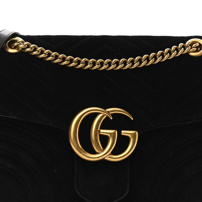 Gucci Velvet Matelasse Medium GG Marmont Shoulder Bag Black 8 of 10