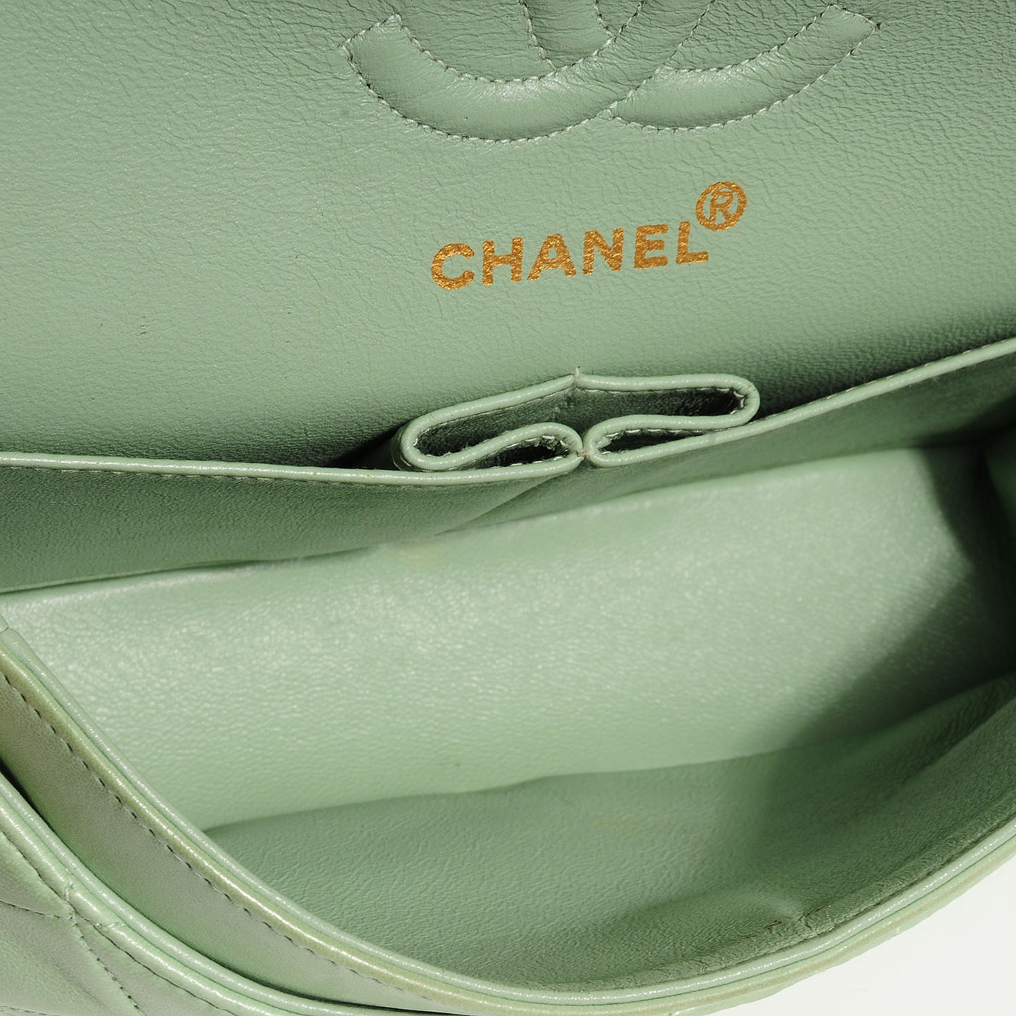 Lambskin Small Double Flap Light Green
