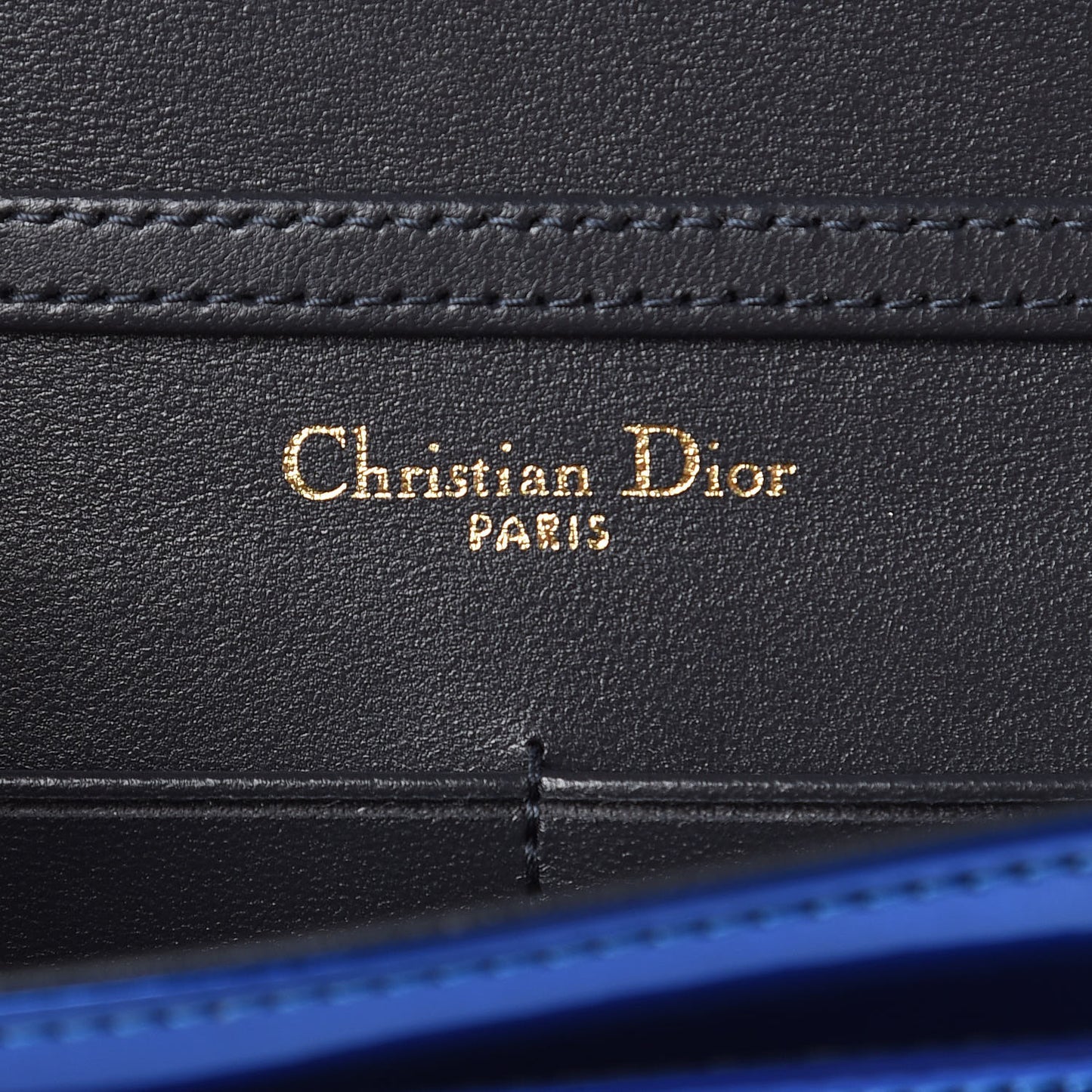 Metallic Patent Micro-Cannage Diorama Wallet on Chain Pouch Mirror Blue