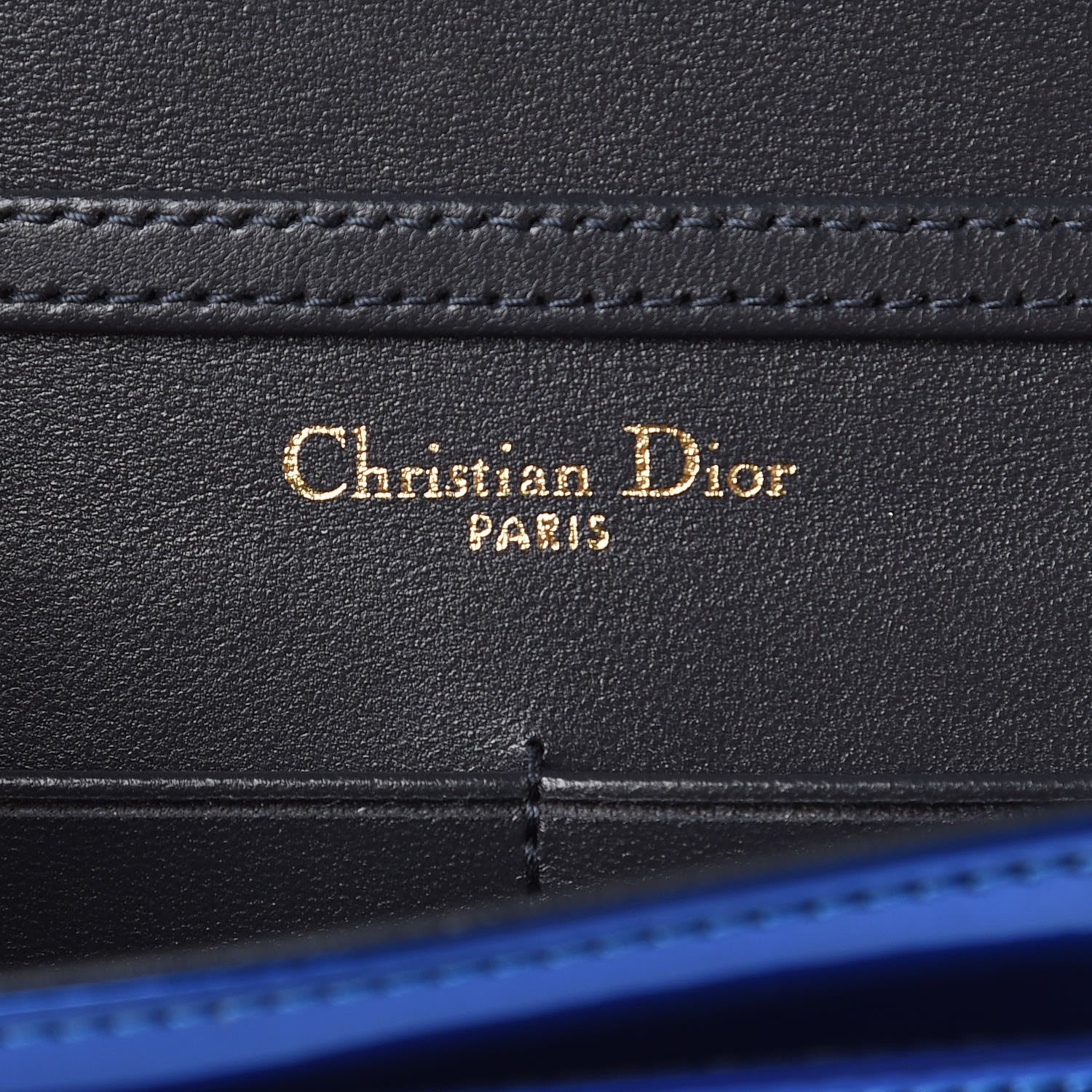 Christian Dior Metallic Patent Micro-Cannage Diorama Wallet on Chain Pouch Mirror Blue 6 of 9