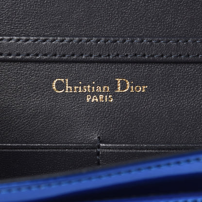 Christian Dior Metallic Patent Micro-Cannage Diorama Wallet on Chain Pouch Mirror Blue 6 of 9