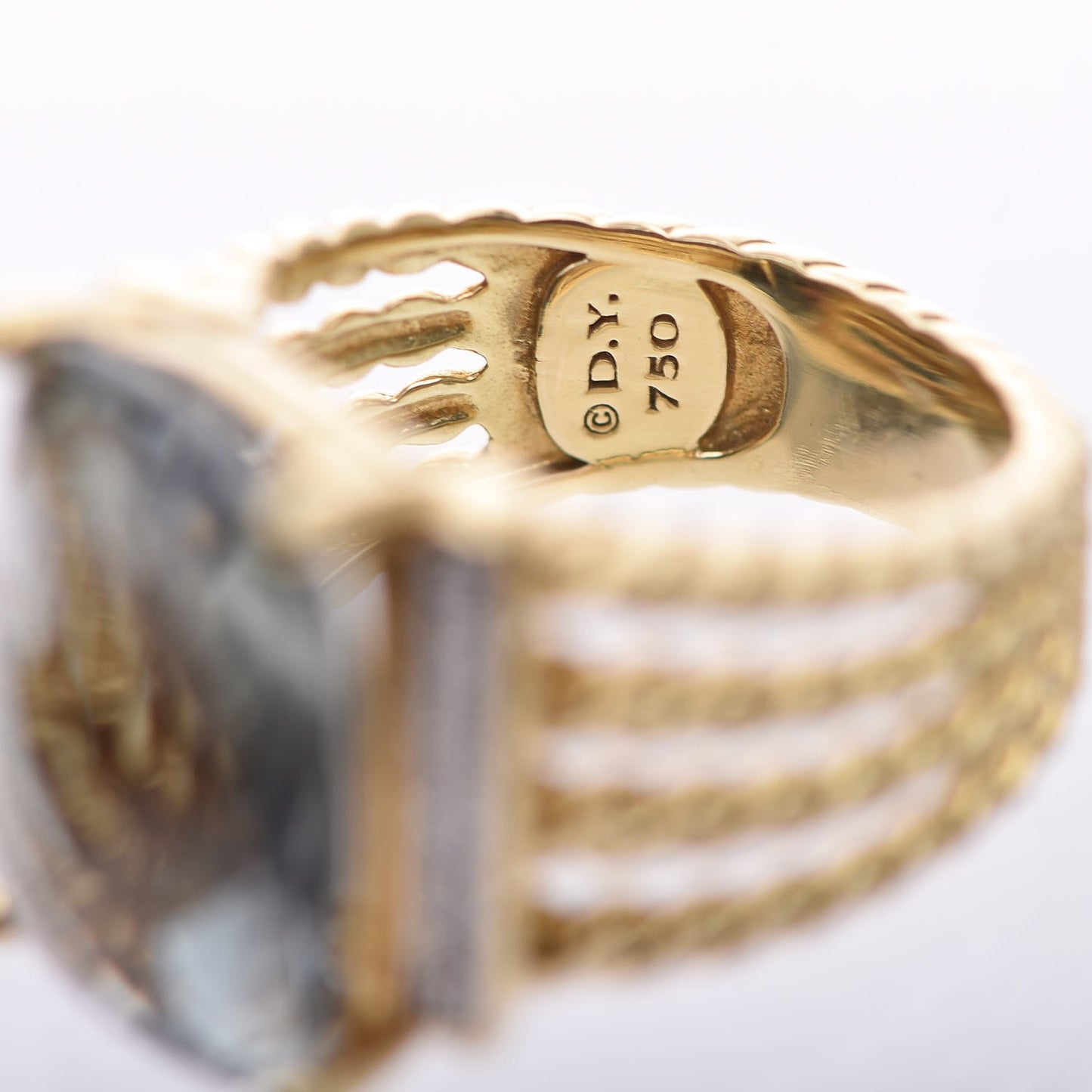 18K Yellow Gold Diamond Prasiolite 16mm Wheaton Ring 52 6