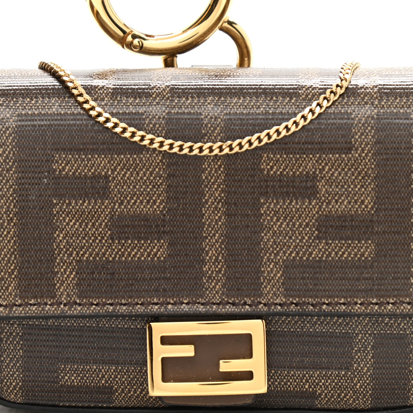 Glazed Fabric FF 1974 Nano Baguette Charm Mogano Panna
