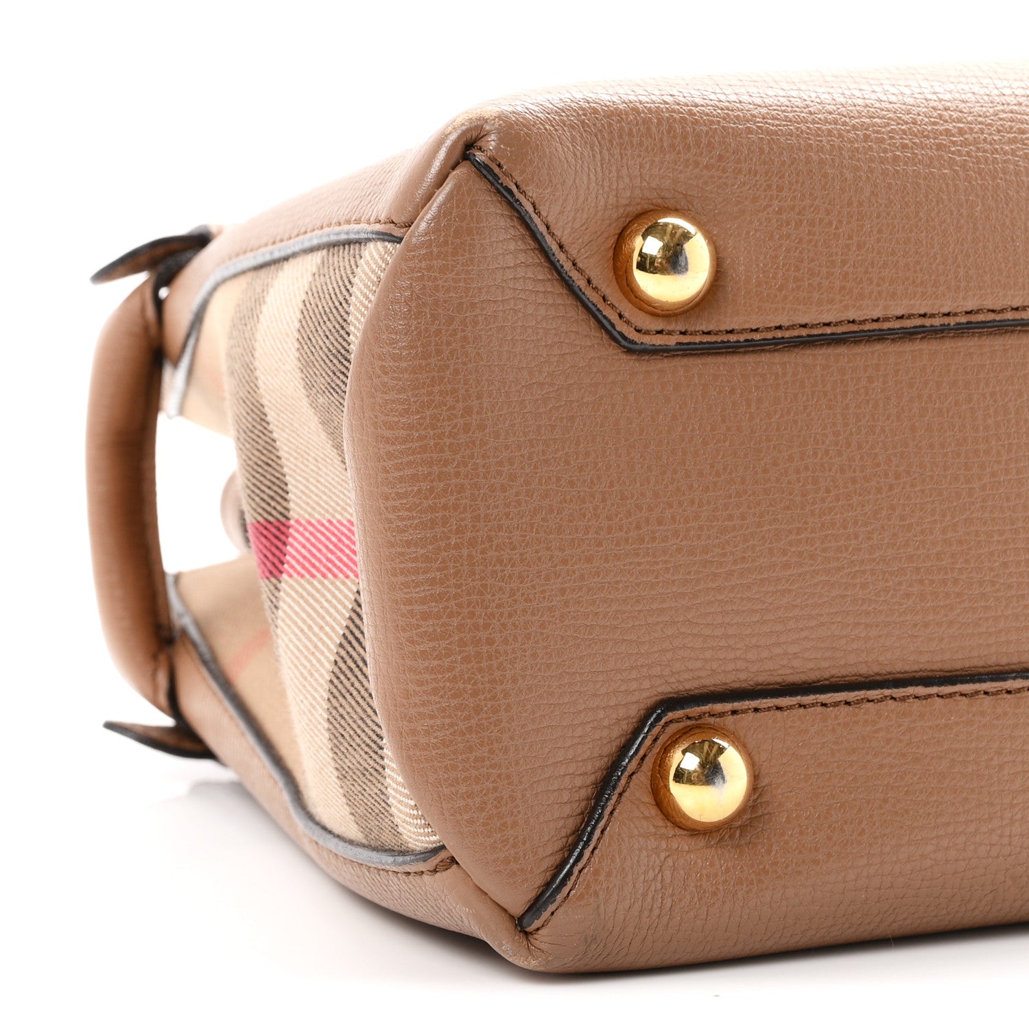 Burberry Derby Calfskin House Check Small Banner Tote Dark Sand 9 of 12