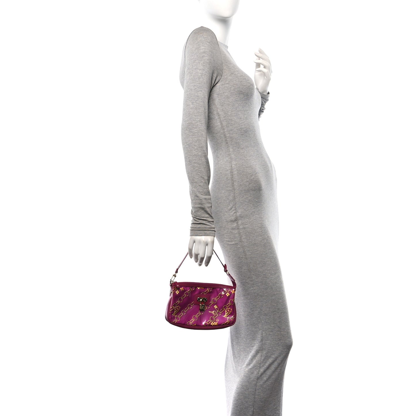 Monogram Charms Pochette Accessories Bag Fuchsia