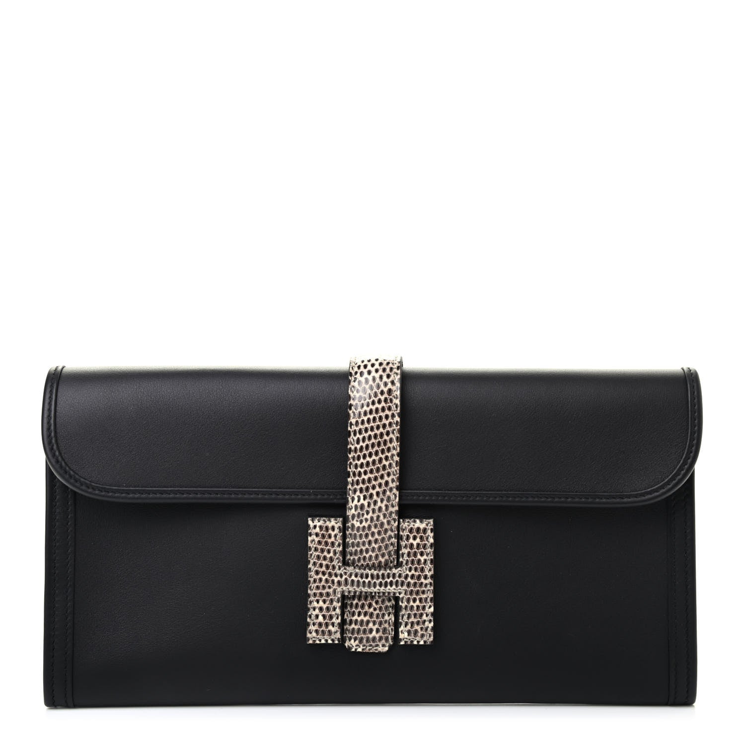 Hermes Swift Lizard Jige Elan Touch 29 Clutch Black Ombre 1 of 8