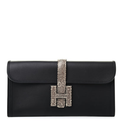 Hermes Swift Lizard Jige Elan Touch 29 Clutch Black Ombre 1 of 8