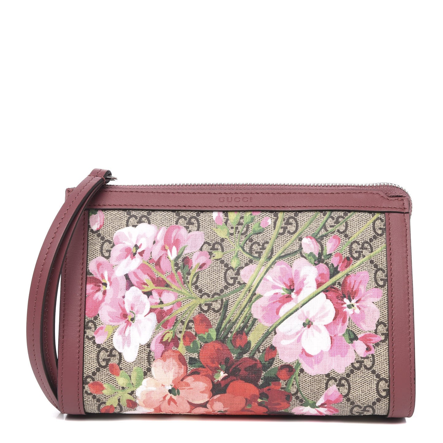 GG Supreme Monogram Blooms Small Cosmetic Case Beige Multicolor Dry Rose