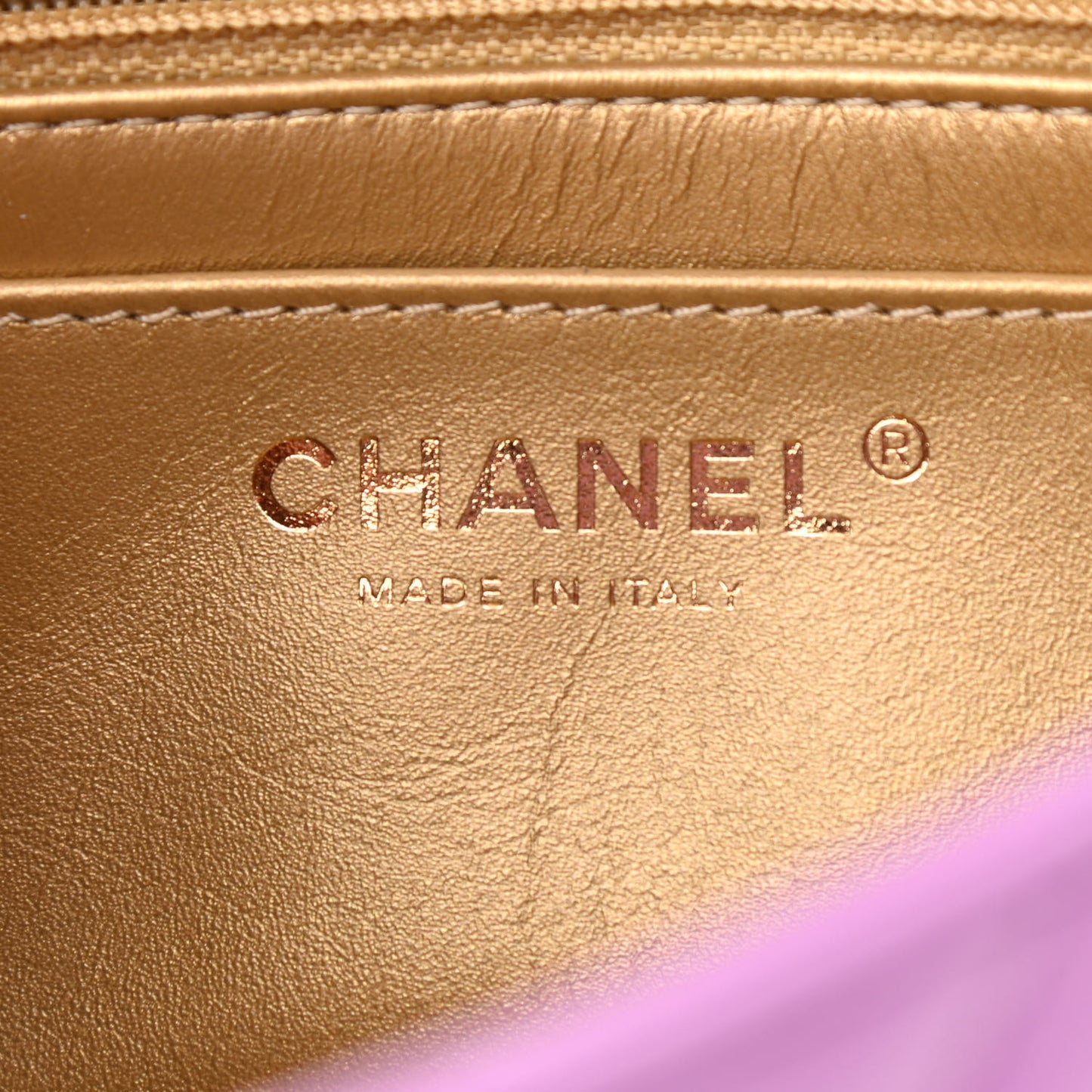 Lambskin Quilted Mini Rectangular Pearl Crush Flap Purple