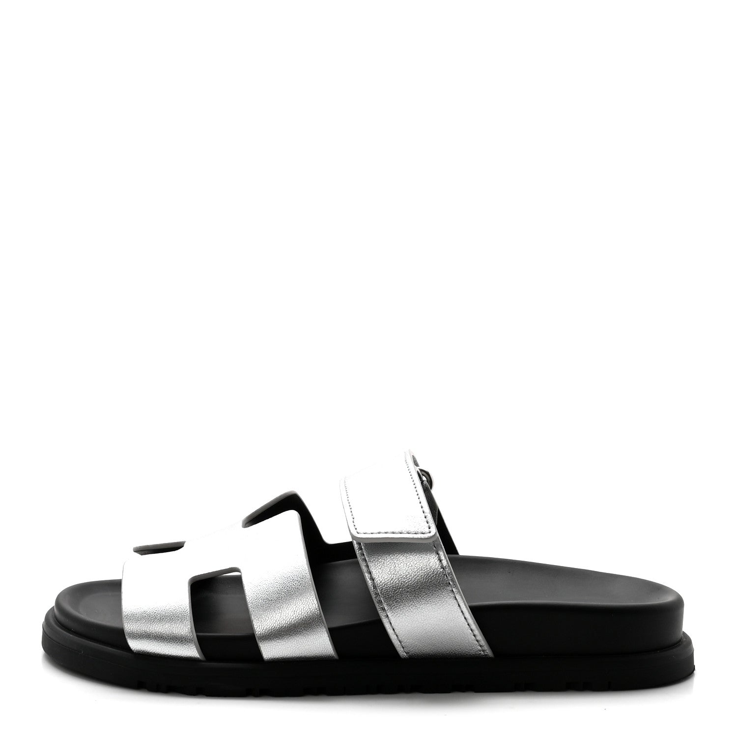 Hermes Metallic Goatskin Womens Chypre Sandals 36 Argent 1 of 9