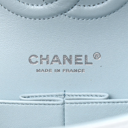 Chanel Perforated Lambskin Quilted Medium Double Flap Light Blue Light Purple White 6 of 9