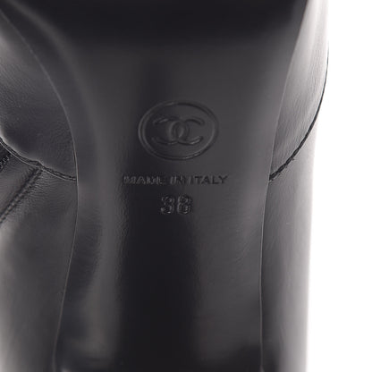 Chanel Lambskin Grosgrain Cap Toe Short Ankle Boots 38 Black 6 of 10