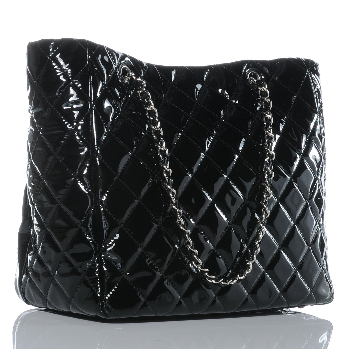 Patent Quilted Chic and Glitter Large Tote Black