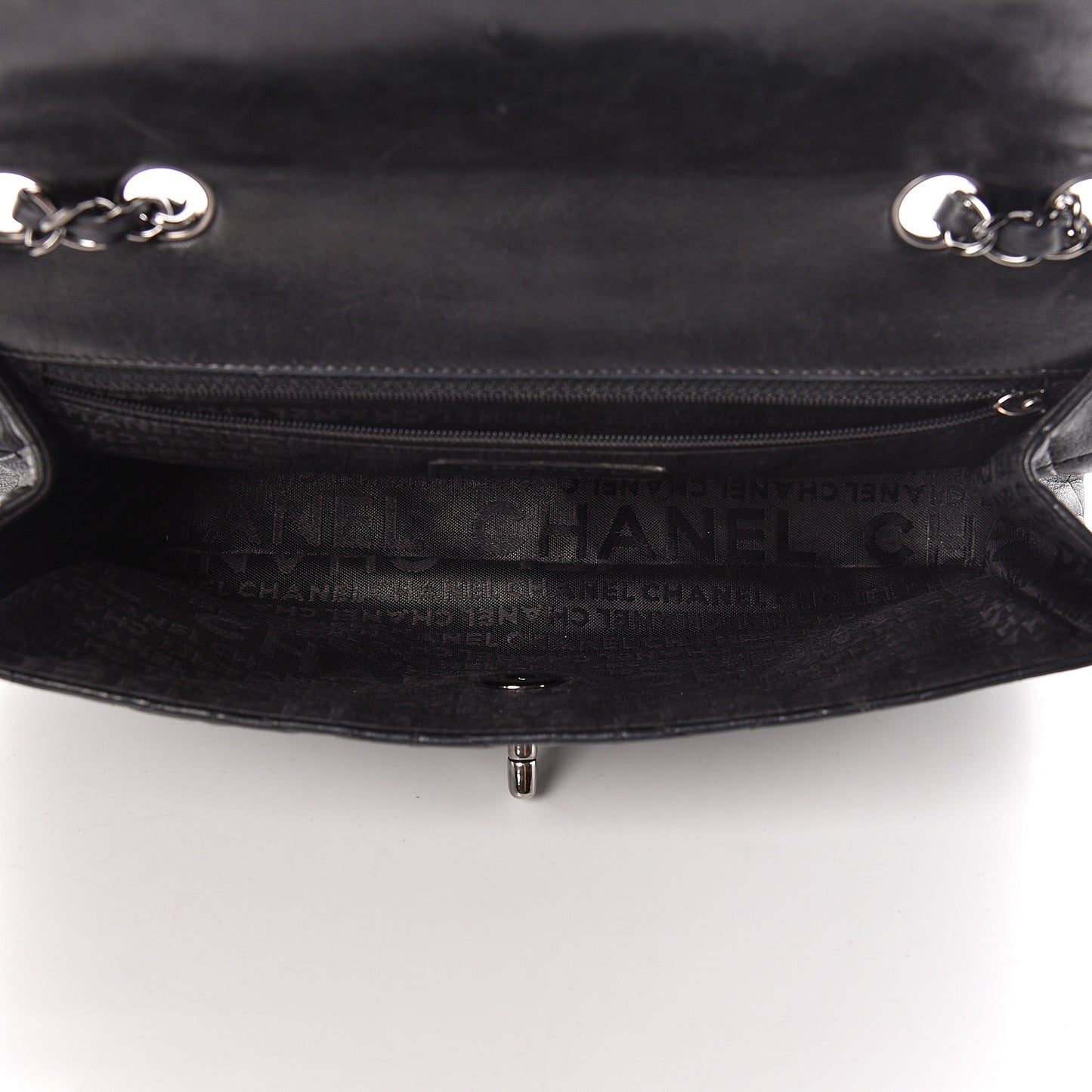 Lambskin Quilted Lady Graphic Flap Black