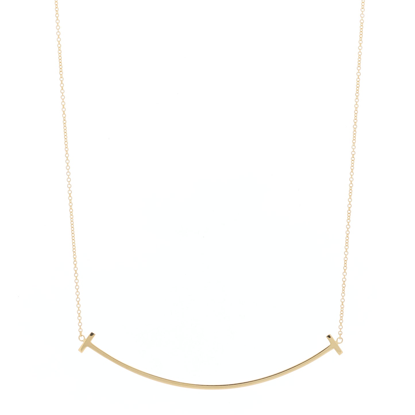 18K Yellow Gold Large T Smile Pendant Necklace